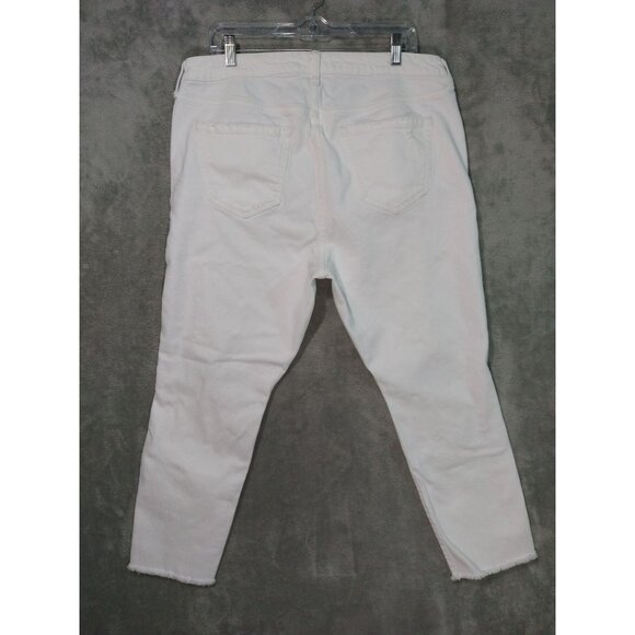 Torrid Jeans Womens 14R White Denim High Rise Straight Frayed Hem Button Fly - Picture 2 of 9